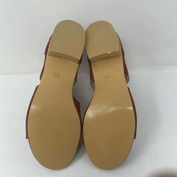 Yasirun Red Cutout Peep Toe Sandal in Size 37 US Size 6.5 New Without Box - Picture 6 of 8